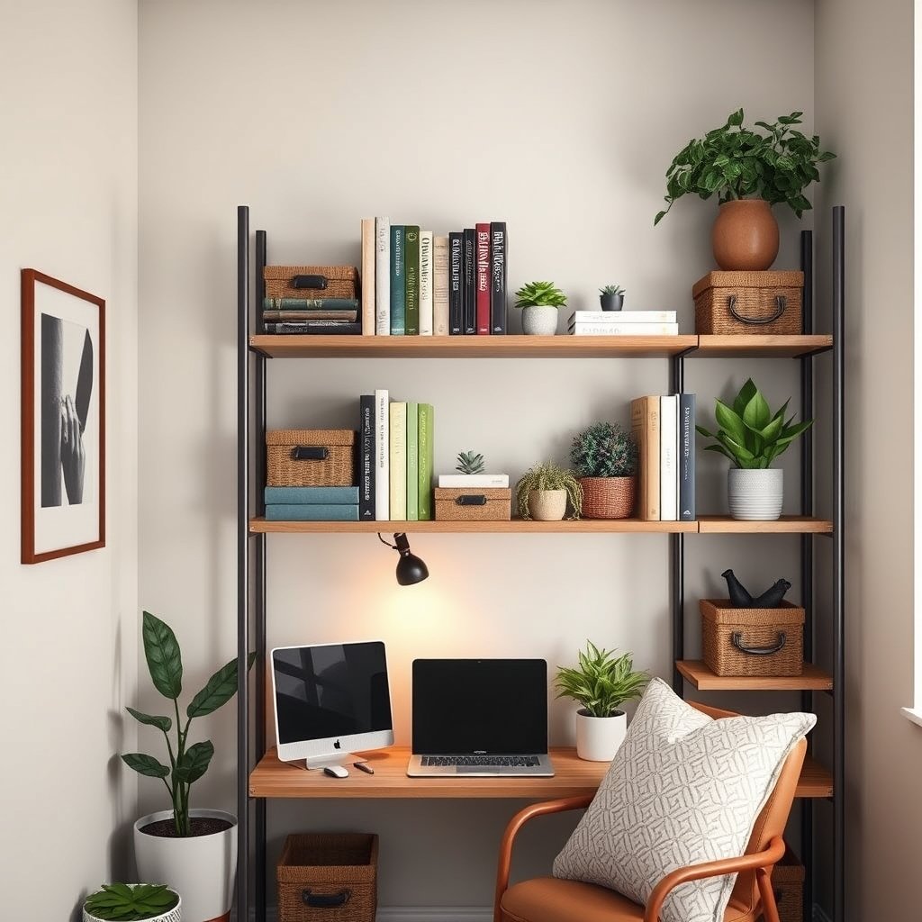 4 Tier French Oak Grey Bookshelf in action