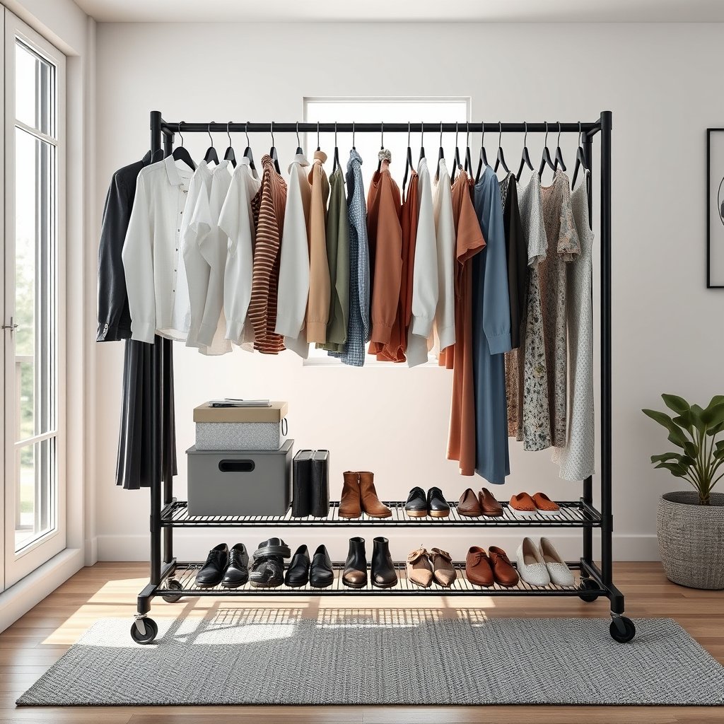 SONGMICS Rolling Clothes Rack Review: Sturdy? 1 Heavy Duty Clothing Rack with Wheels product view