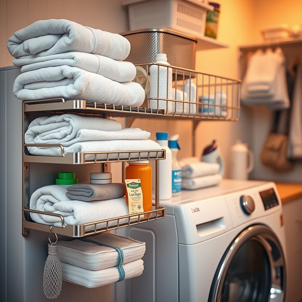 Magnetic Laundry Room Shelf in action